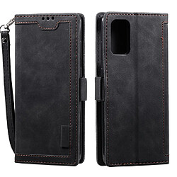 Etui en PU épissage vintage avec support noir pour votre Samsung Galaxy S20