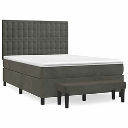 Maison Chic Lit Adulte - Lit simple Lit à sommier tapissier et matelas moelleux - Meuble de Chambre - Gris foncé 140x200cm Velours -MN64924