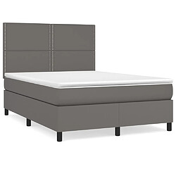 vidaXL Sommier à lattes de lit avec matelas Gris 140x190 cm Similicuir