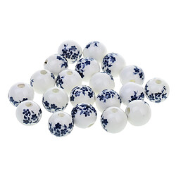 Avis 20pcs Fleur En Porcelaine Céramique Lâche Conclusions Espaceurs Perles Charmes Bleu Foncé