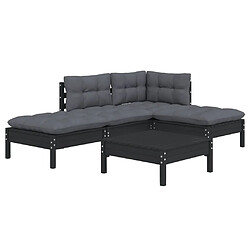 Avis Maison Chic Salon de jardin 5 pcs + coussins - Mobilier/Meubles de jardin - Table et chaises d'extérieur Noir Bois de pin -MN35732