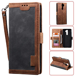 Etui en PU style d'épissage vintage avec support gris pour votre Xiaomi Redmi Note 8 Pro