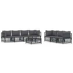 vidaXL Salon de jardin 8 pcs avec coussins anthracite acier