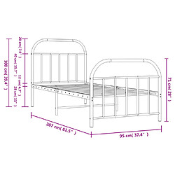 vidaXL Cadre de lit métal sans matelas avec pied de lit blanc 90x200cm pas cher