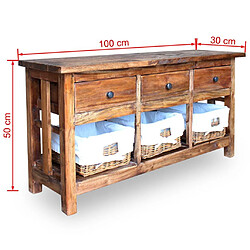 Helloshop26 Buffet bahut armoire console meuble de rangement bois de récupération massif 100 cm 4402144 pas cher