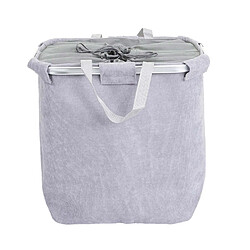 Decoshop26 Panier à linge corbeille avec cordon de serrage 2 compartiments 54x52x32cm 89L gris 04_0001295