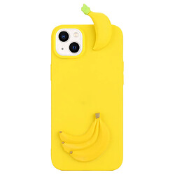 Coque en silicone décor de personnage de dessin animé 3D anti-chute pour votre iPhone 14 Plus - banane