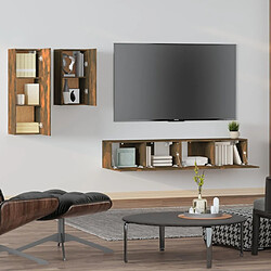 Avis Maison Chic Ensemble de meubles TV 4 pcs | Banc TV Moderne pour salon | Meuble de Rangement - Chêne fumé Bois d'ingénierie -MN81627