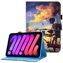 Etui en PU ligne de couture avec support et porte-cartes voyager pour votre Apple iPad mini (2021)