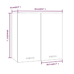 vidaXL Armoire suspendue Sonoma gris 60x31x60 cm Bois d'ingénierie pas cher