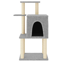 Helloshop26 Arbre à chat meuble tour grimper jouet grattage grattoir escalade plateforme avec griffoirs en sisal clair 97 cm gris 02_0022633