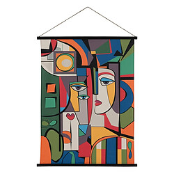 BigBuy Home Tapisserie Multicouleur Chanvre Bois d'épicéa Tissu Abstrait 90 x 1,7 x 120 cm