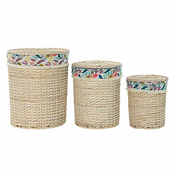 Panier à linge DKD Home Decor 46 x 46 x 56 cm Naturel Métal Multicouleur osier 30 x 40 cm 3 Pièces