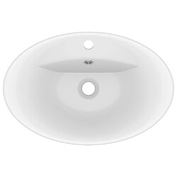 Avis vidaXL Lavabo ovale de luxe à trop-plein Blanc mat 58,5x39cm Céramique