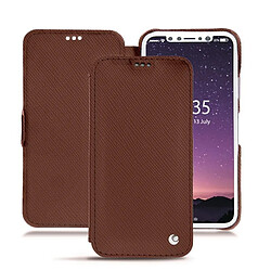 Housse cuir Apple iPhone Xs - Rabat horizontal - Marron délicat ( Pantone #95614d) - NOREVE