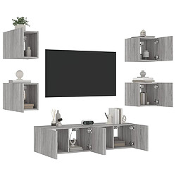 Acheter vidaXL Unités murales TV avec LED 6 pcs gris sonoma bois d'ingénierie