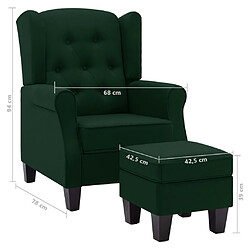 vidaXL Fauteuil avec repose-pied Vert foncé Tissu pas cher