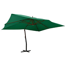 Helloshop26 Parasol meuble de jardin en porte-à-fau x avec mât en bois 400 x 300 cm vert 02_0008629