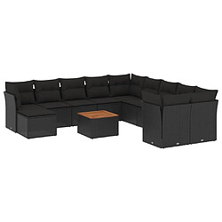 Maison Chic Salon de jardin 12 pcs avec coussins | Ensemble de Table et chaises | Mobilier d'Extérieur noir résine tressée -GKD68299