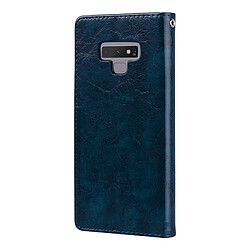 Avis Wewoo Etui à rabat horizontal en cuir de texture Business avec style cire et fentes pour cartes et porte-cartes pour Galaxy Note9 (bleu)