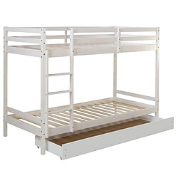 Homestyle4U Lit blanc superposé avec matelas et tiroir 90x200