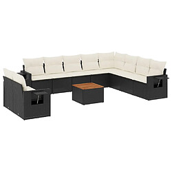 vidaXL Salon de jardin 11 pcs avec coussins noir résine tressée