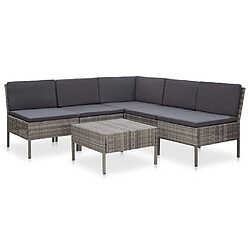 vidaXL Salon de jardin 6 pcs avec coussins résine tressée gris