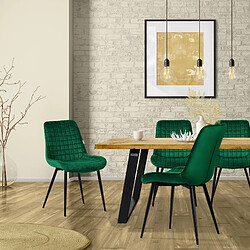 ML-Design Lot de 2 Chaises de Salle à Manger, Vert Foncé, Assise en Velours avec Pieds Métalliques Noirs