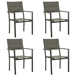 vidaXL Chaises de jardin lot de 4 Textilène acier Gris et anthracite