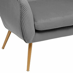 Acheter Atmosphera, Createur D'Interieur Banquette 2 Places En Velours Gris Plissé Et Pieds En Métal Doré -L124xP74xH76cm+Atmosphera Créateur d'intérieur