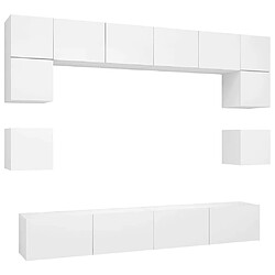 Maison Chic Ensemble de meubles TV 8 pcs | Banc TV Moderne pour salon | Meuble de Rangement - Blanc Aggloméré -MN63793