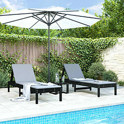 Maison Chic Lot de 2 Chaises longues | Transat Bain de soleil noir 199,5x60x74 cm bois massif de pin -GKD89616