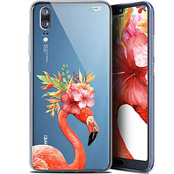 Caseink Coque arrière Huawei P20 (5.8 ) Gel HD [ Nouvelle Collection - Souple - Antichoc - Imprimé en France] Flamant Rose Fleuri