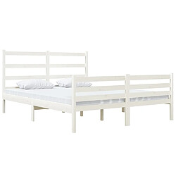 Avis Maison Chic Lit Moderne Chambre - Cadre/structure de lit pour adulte Blanc Bois de pin massif 120x190 cm Petit Double -MN87114