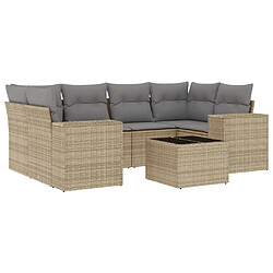 vidaXL Salon de jardin avec coussins 7 pcs beige résine tressée