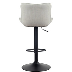 Acheter Decoshop26 Tabouret de bar x1 coutures décoratives pied trompette hauteur réglable en métal noir assise en tissu crème 10_0004865