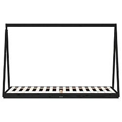 Acheter Maison Chic Lit simple Cadre de lit pour enfants,Lit d'Enfant Moderne noir 80x200 cm bois de pin massif -MN98171