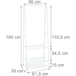 Helloshop26 Portant à vêtements tringle cintre rangement chaussures bottes 2 compartiments 60 cm en métal blanc 13_0002134_3
