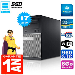 PC Tour DELL 7010 Core I7-2600 RAM 8Go Disque 960 Go SSD Wifi W7 - Occasion