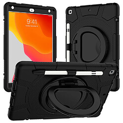 Coque en TPU antichoc avec béquille rotative à 360° tout noir pour votre iPad 10.2 (2019)/(2020)/(2021)