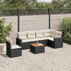 vidaXL Salon de jardin 7 pcs avec coussins noir résine tressée