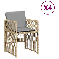 vidaXL Chaises de jardin avec coussins lot de 4 mélange beige