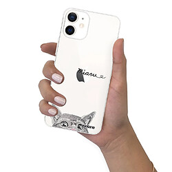 Coque iPhone 12 mini souple transparente Chat Miaou Motif Ecriture Tendance Evetane pas cher