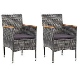 Maison Chic Lot de 2 Chaises de salle à manger de jardin - Fauteuil d'extérieur Résine tressée Gris -MN72116