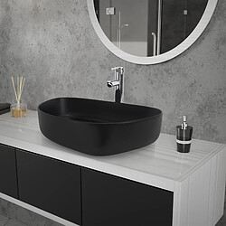 ML-Design Vasque à poser en céramique lavabo avec garniture de vidange noir 550 x 420 mm