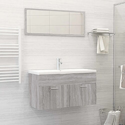 vidaXL Ensemble de meubles de salle de bain 2 pcs Sonoma gris