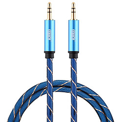 Wewoo Câble audio tressé en nylon EMK de 3,5 mm pour grille mâle haut-parleur / ordinateur portable / casquelongueur 0,5 m bleu