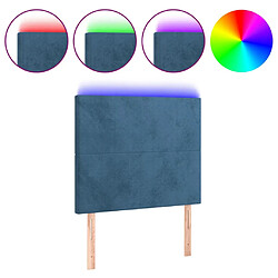 vidaXL Tête de lit à LED Bleu foncé 100x5x118/128 cm Velours