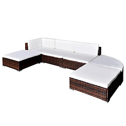 Maison Chic Salon de jardin 6 pcs + coussins - Mobilier/Meubles de jardin - Table et chaises d'extérieur Résine tressée Marron -MN96877