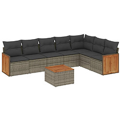 vidaXL Salon de jardin 8 pcs avec coussins gris résine tressée